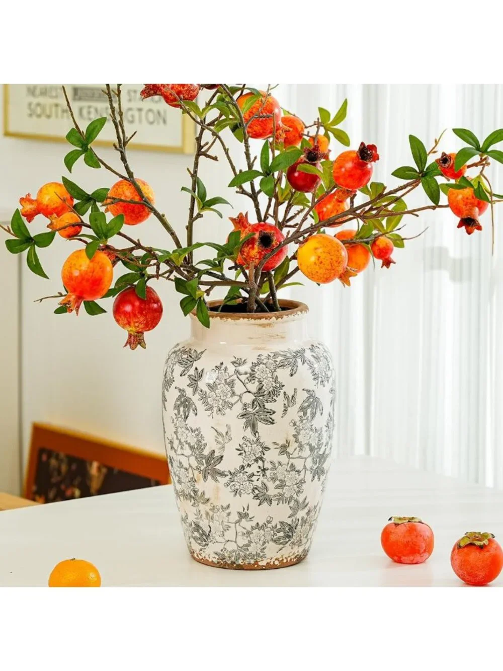 Vintage Grey Ice Cracked Glaze Ceramic Flower Vase - Elegant Home Decor Accent